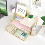 gianotter Desk Organizers and Accessories, Office Supplies Desktop Organizer with Drawers and 2 Pen Holder, Desk accessories & workspace organizers (Black) - Image 5